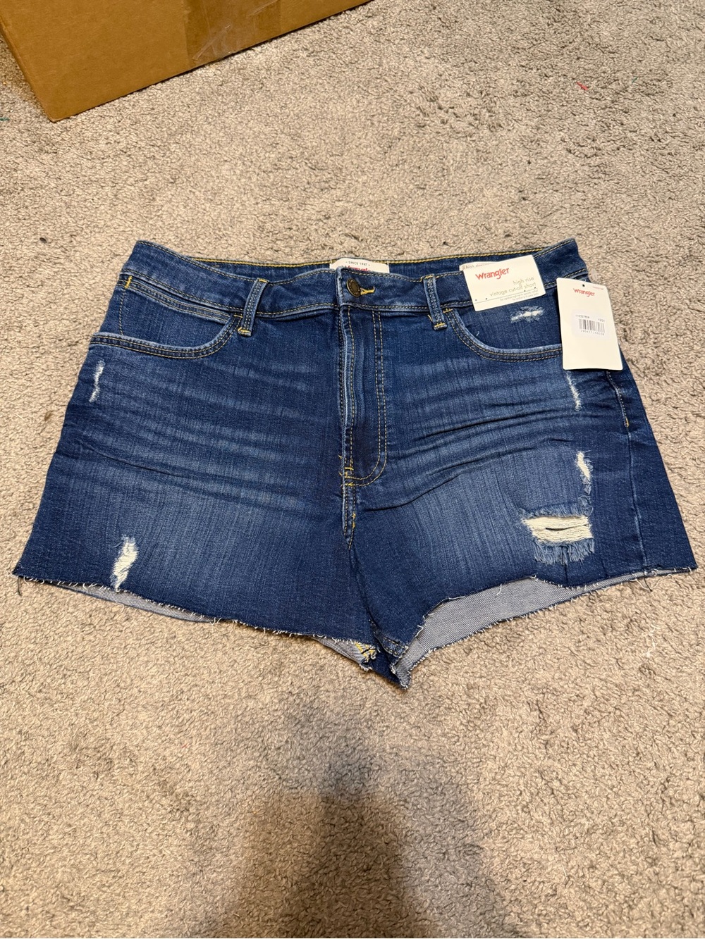 Wrangler Women’s Blue Distressed Denim Cutoff Shorts